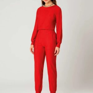 CONJUNTO BLUSA E CALÇA VERMELHO G90133 CAT