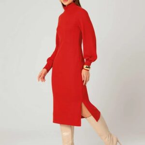 VESTIDO GOLA MIDI MANGA LONGA G80397 CAT